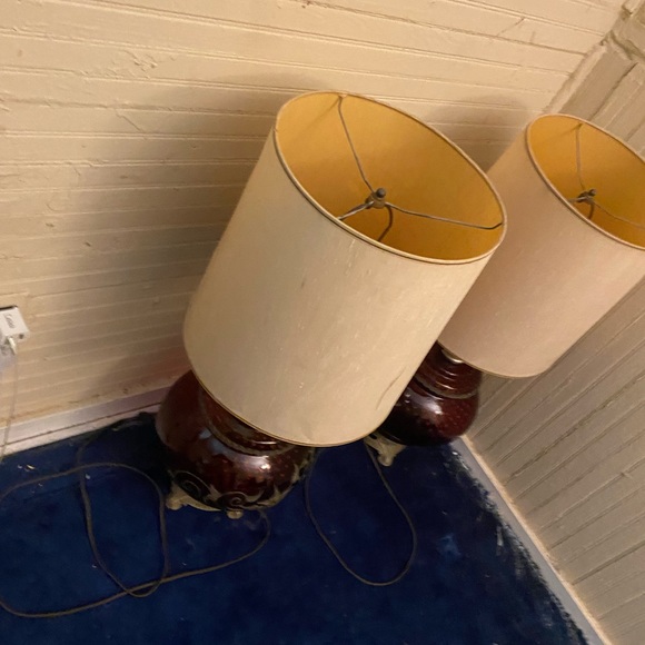 2 Falkenstein Antique Rare VTG Hollywood Regency Ruby Modern Lamps - Picture 3 of 3